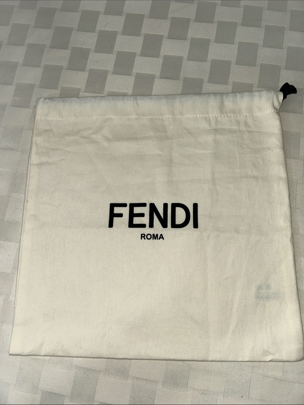 Fendi White Canvas Dust Bag with Black Logo